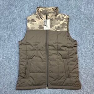 Ariat Crius Insulated Vest Mens L Brown Camo Concealed Carry Puffer Jacket